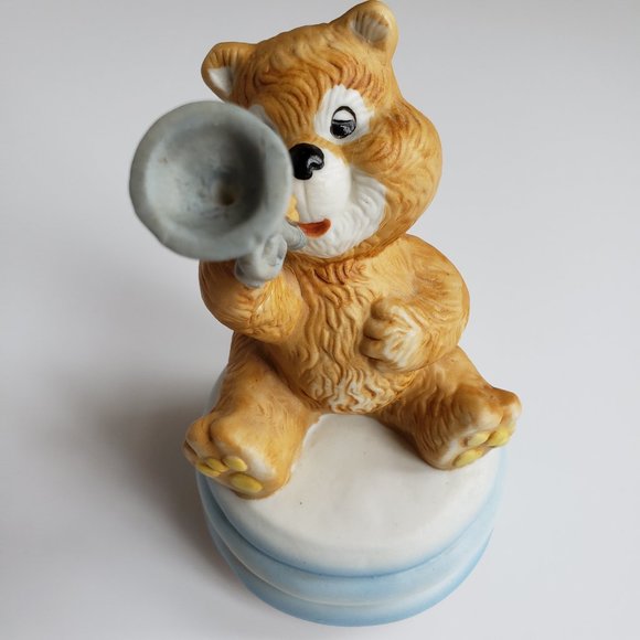 Rotating Music Box Teddy Bear Plays "Children's Marching Song" This Old Man.... - Picture 1 of 9